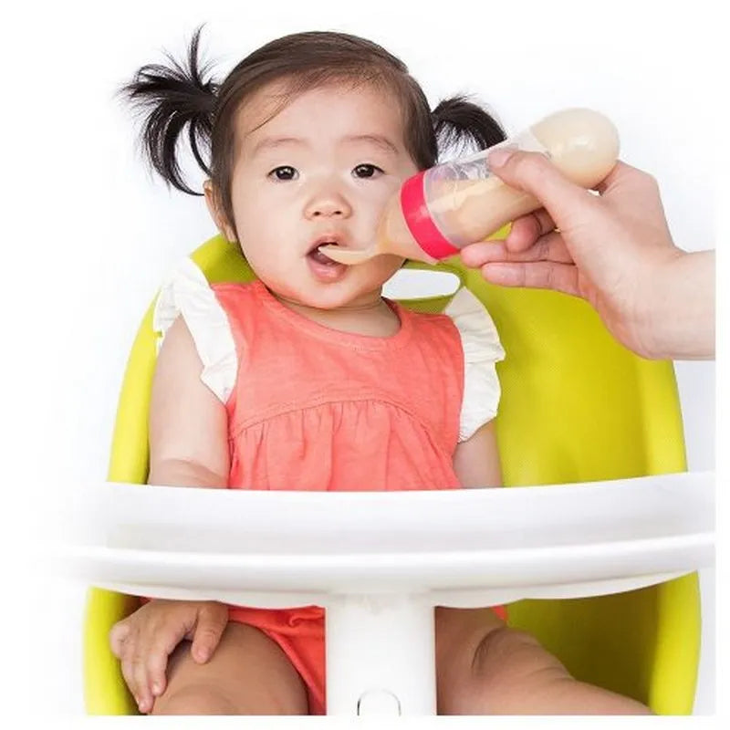 Silicone Baby Feeding Bottle with Spoon (random Color)