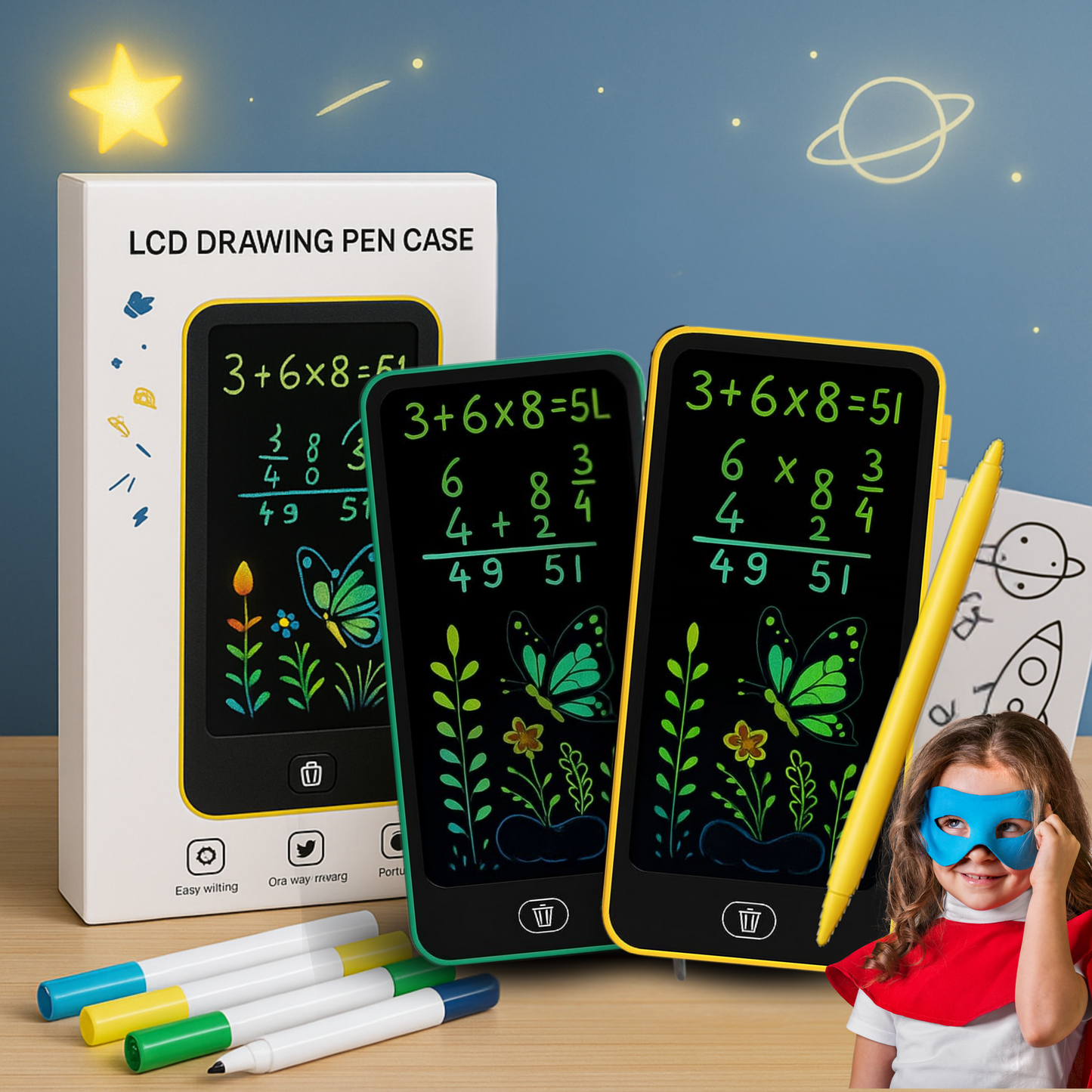 Kids LCD Drawing Tablet Pencil Box.