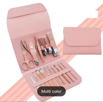 16pcs Manicure Pedicure Grooming Kit With Free Gift (Ear Wax Removal)