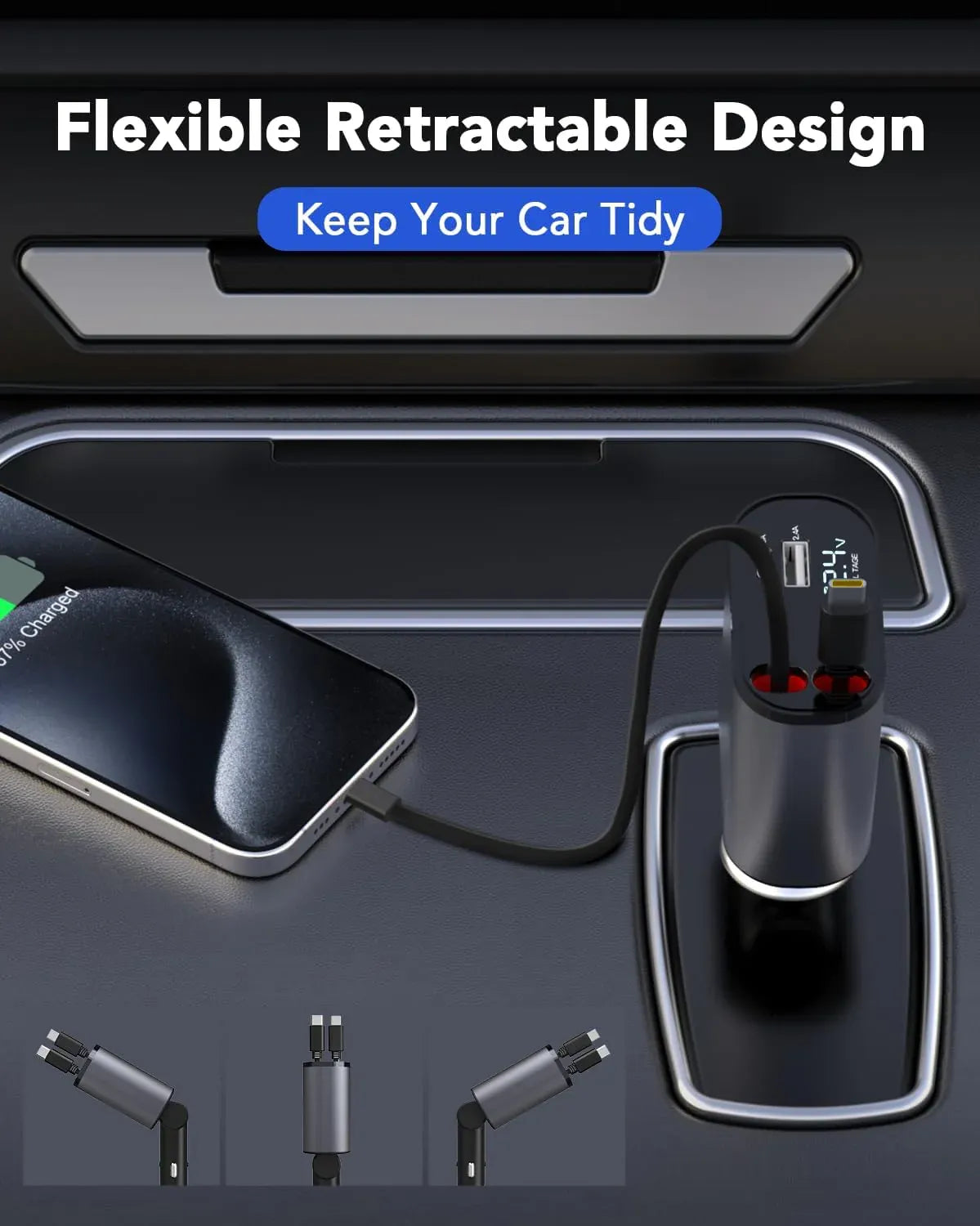 Homezy™ 4-In-1 Retractable Car Charger