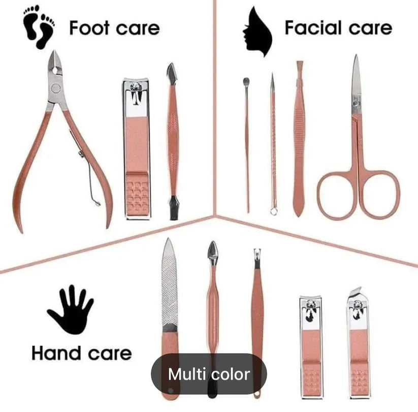 16pcs Manicure Pedicure Grooming Kit With Free Gift (Ear Wax Removal)
