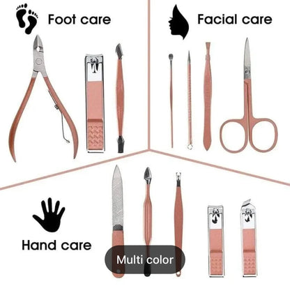 16pcs Manicure Pedicure Grooming Kit With Free Gift (Ear Wax Removal)