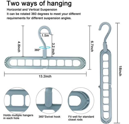 Unique wardrobe organizer (9 hole hanger)