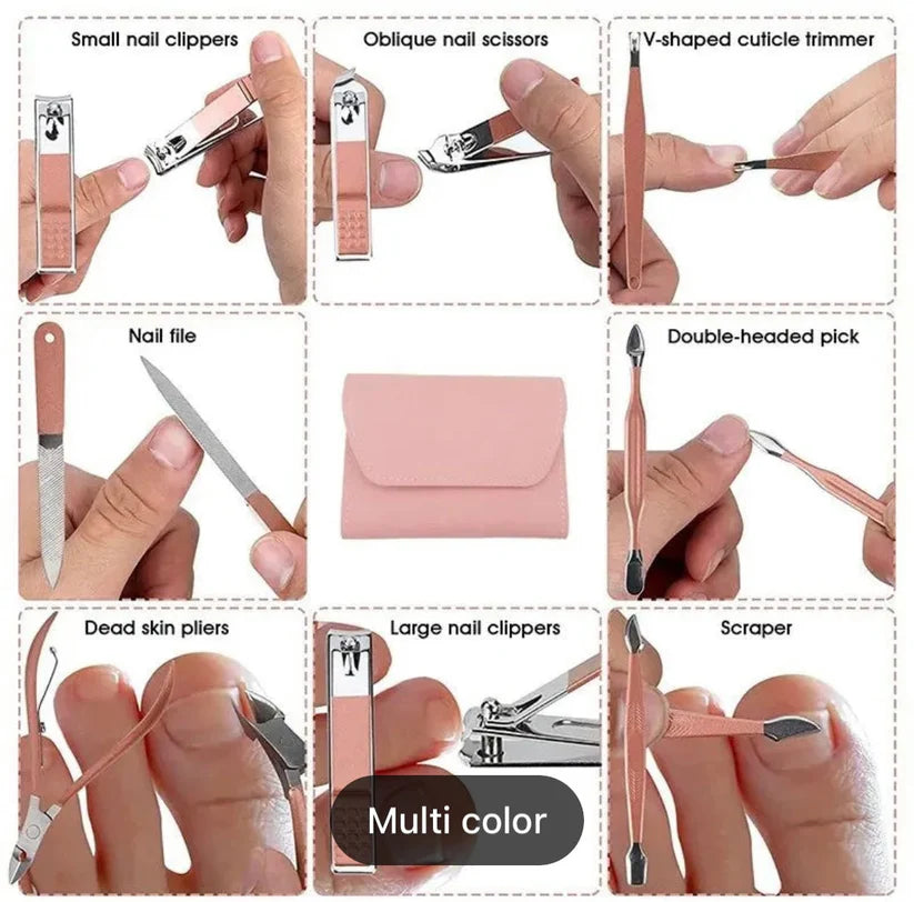 16pcs Manicure Pedicure Grooming Kit With Free Gift (Ear Wax Removal)