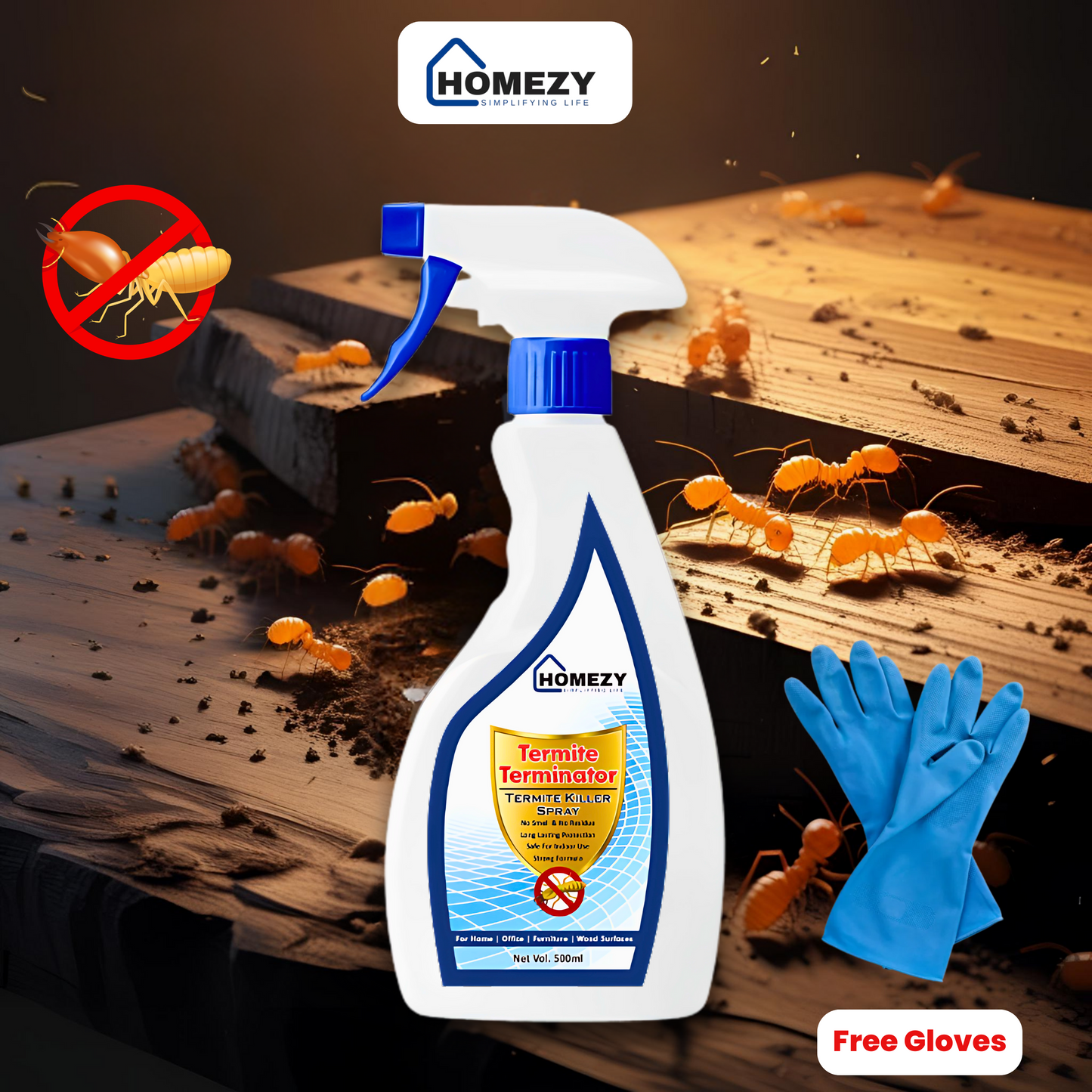 Termite Terminator - Smell Free Termite Killer Spray (Free Gloves)